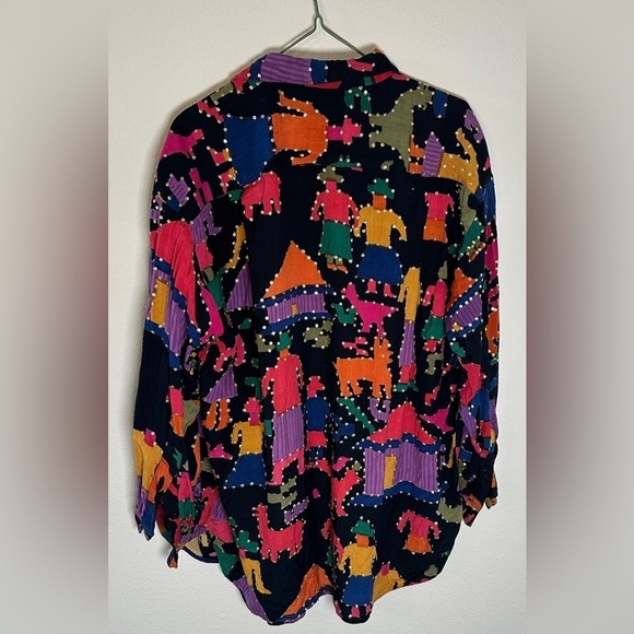 A Pea in the Pod Vintage Womens Maternity Art To Wear Festival Sequin Blouse M - Picture 5 of 5